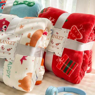 Christmas thick flannel blanket, coral fleece blanket毯子