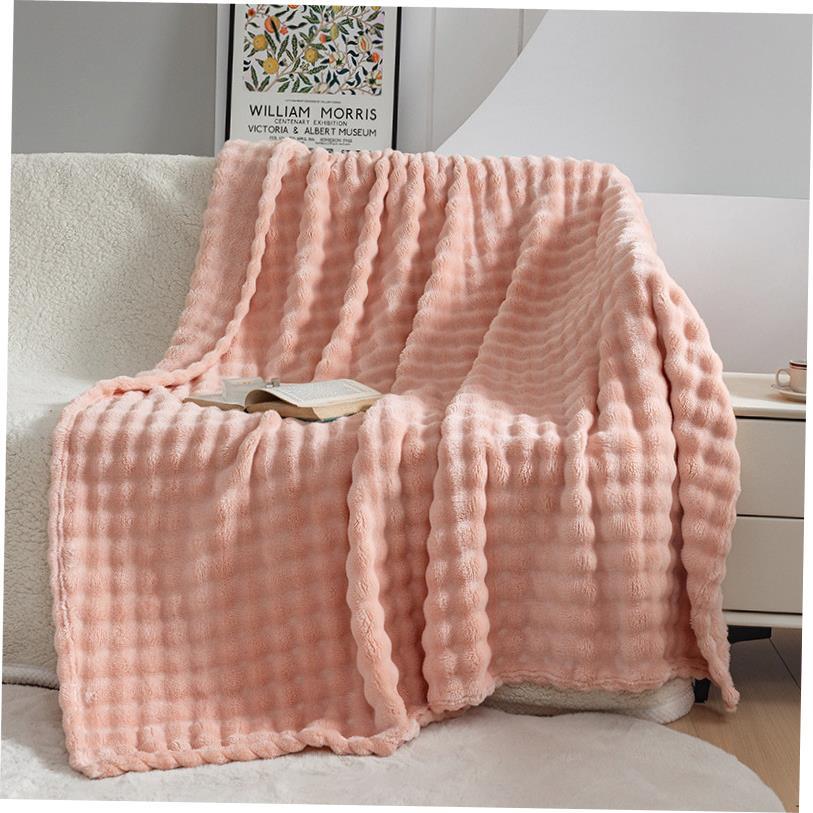 夏季高克重泡泡兔兔法兰绒毛毯空调沙发盖毯珊瑚绒小毯 blanket