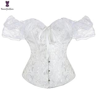 Women Short Sleeve Corset Solid Color Tie-up Boat Neck
