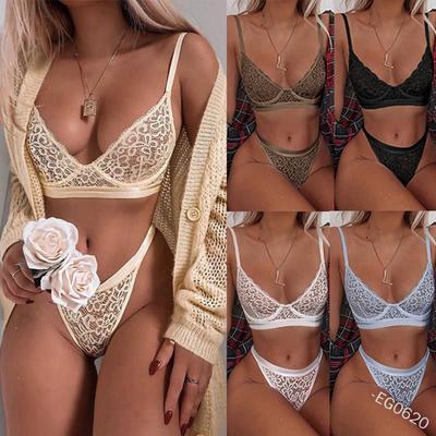 Women Bra And Panty Set Fashion Ladies Transparent Lace Thre