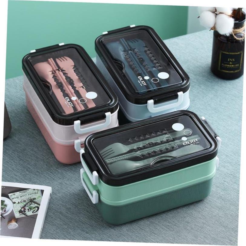 Double layered lunch box, microwave oven, student lunchbox