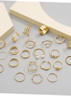 22pcs set New butterfly rings open joint ring set套装戒指女