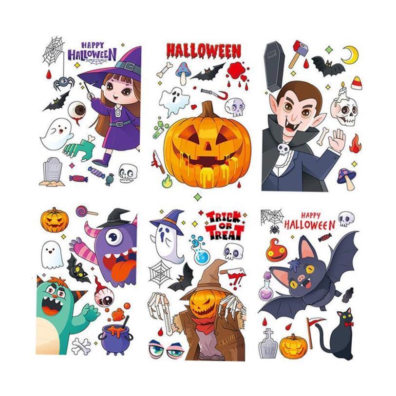 Halloween Stickers Witch Bat Pumpkin Skull万圣节恐怖贴纸
