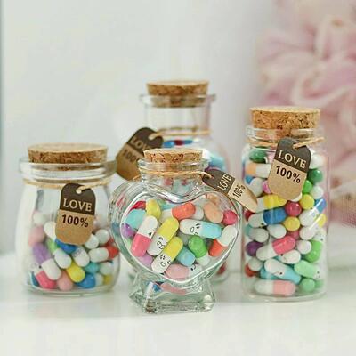 50/100pcs Message Capsule In Bottle Transparent Letter Love