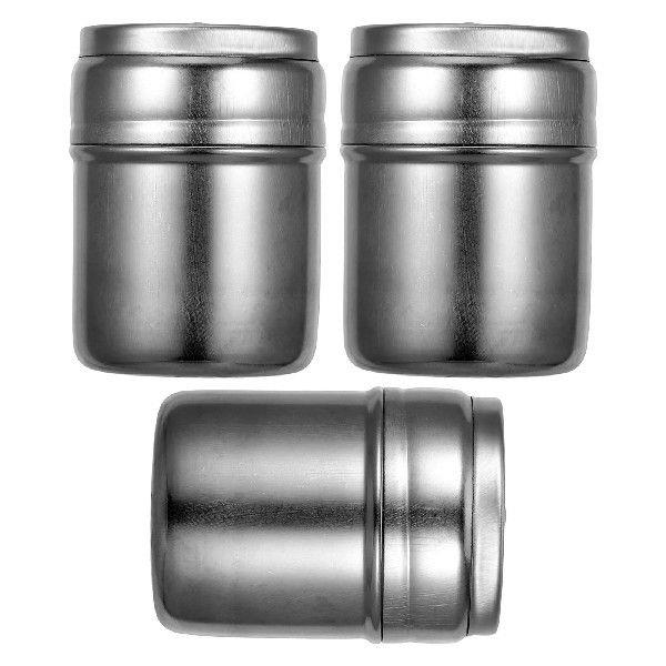 3pcs Stainless Steel Spice Dispenser Jars Mini Condiment