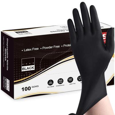 Nitrile Disposable Gloves Black 20/50/100PCS Latex Powder Fr
