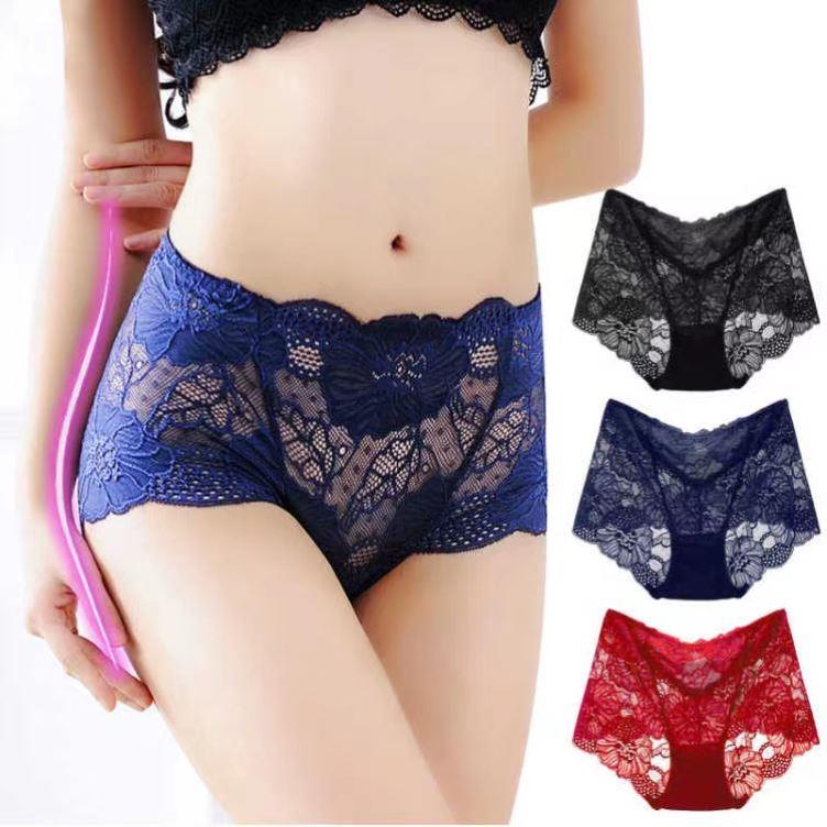 4/5pc Women Sexy Lace Underwear Cotton Panties Bikini Brief
