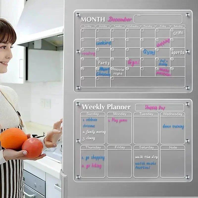 Fridge Magnet Sticker Clear Acrylic Calendar Weekly Planner