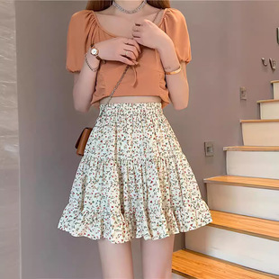 小个子a字百褶短裙裤 夏季 2024年新款 夏装 裙 雪纺碎花半身裙子女装