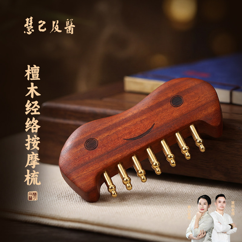 慧己黄铜按摩梳头部按摩刷全身通用神器按摩梳经络刷头部刮痧