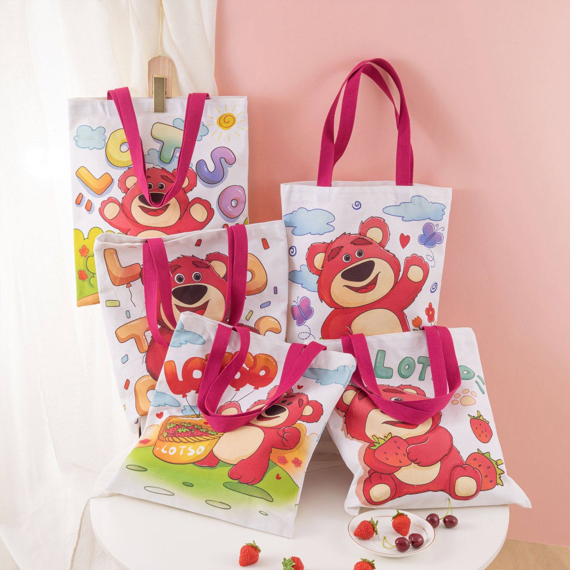 草莓熊帆布袋单肩包手提包学生收纳资料袋装书大容量美术袋补习袋,箱包皮具/热销女包/男包,时尚帆布包,淘宝优惠券,粉丝福利购,淘宝优惠卷