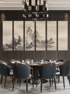 大气山水装饰画新中式餐厅饭店包间挂画客厅背景墙画竖幅水墨壁画