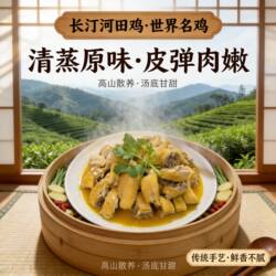 福建特产长汀河田鸡干蒸白斩鸡农家土公鸡散养走地小母鸡加热即食