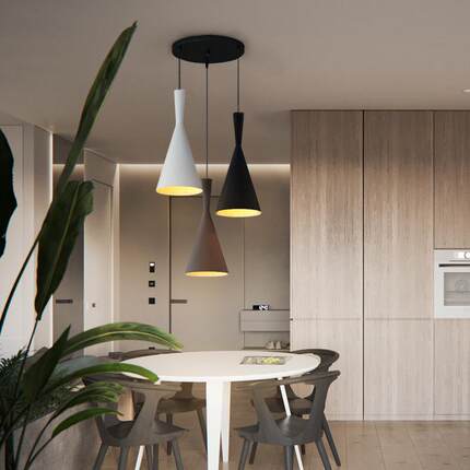 餐厅吊灯现代简约北欧创意个性吧台餐桌小吊灯loft黑色三头饭厅灯