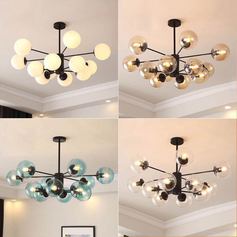 北欧现代简约灯饰魔豆吊灯轻奢创意餐厅卧室大气客厅灯具铁艺玻璃