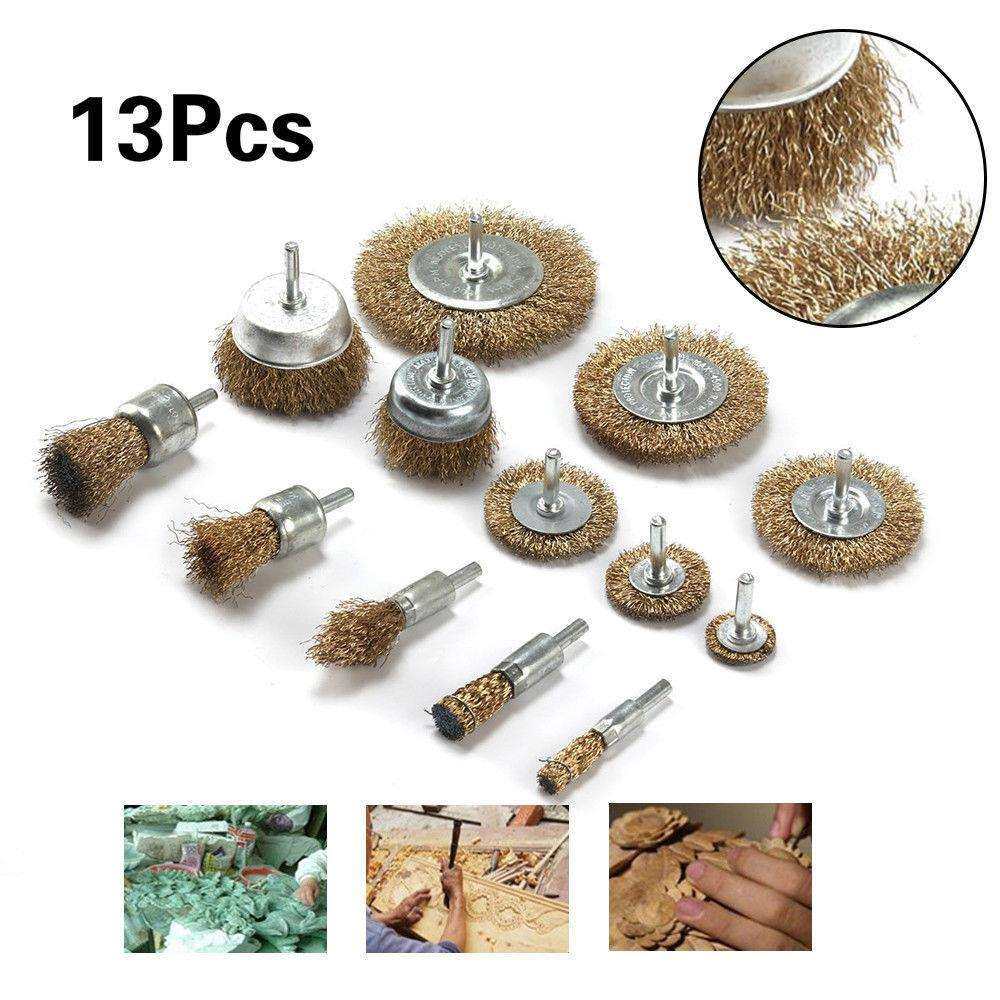 跨境13PC钢丝轮 钢丝刷除锈打磨套装