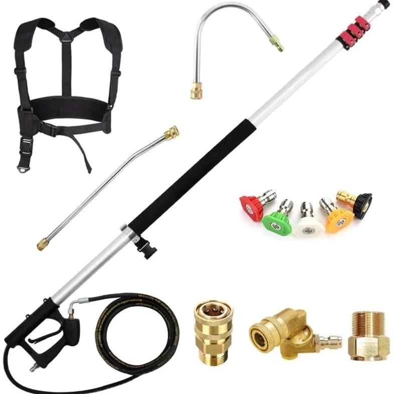 18ft延长杆八件套伸缩杆套装喷嘴弯杆背带高压清洗机洗车机配件