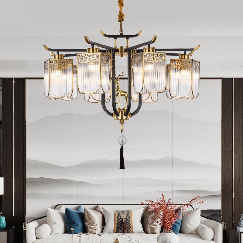 新中式轻奢现代客厅吊灯餐厅卧室灯具大气2021新款简约全铜吊灯