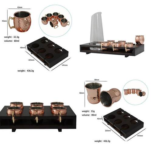 2oz小酒杯套装 酒吧60ml迷你锤点鼓形杯架子套件烈酒杯骡子杯外贸