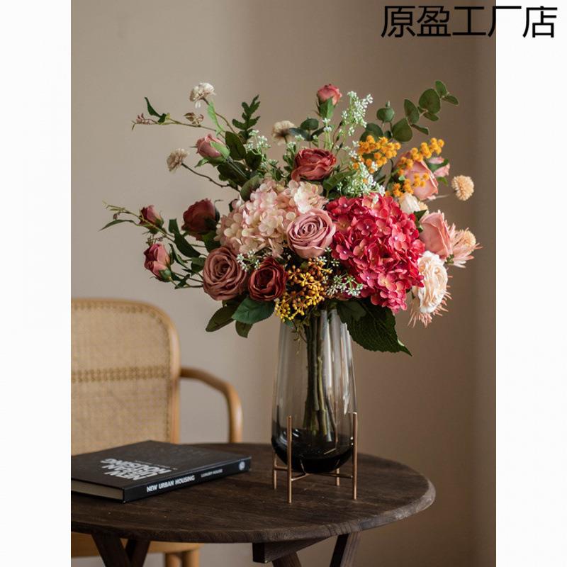 美欧式高档仿真花束客厅假花干花摆设样板间轻奢花艺餐厅店铺摆件