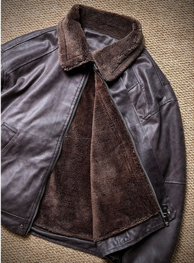 SKYROCKET扶摇【惩罚者】（油蜡复古机车风皮毛一体长袖外套）