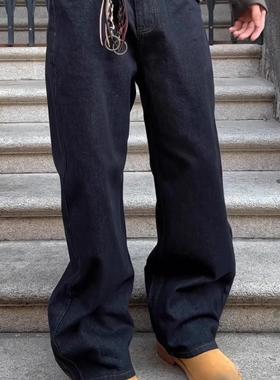 SKYROCKET扶摇美式阔腿弯刀牛仔裤男高街痞帅垂感百搭直筒长裤