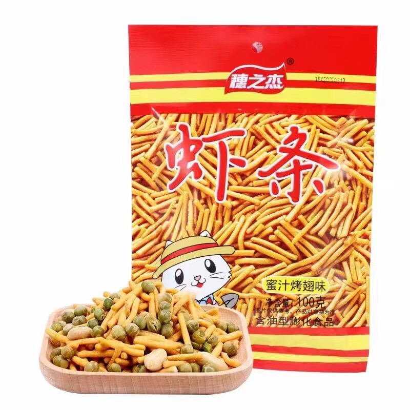 穗之杰虾条豆果虾条包装猫咪蜜汁烤翅味网红休闲膨化童年怀旧零食图片