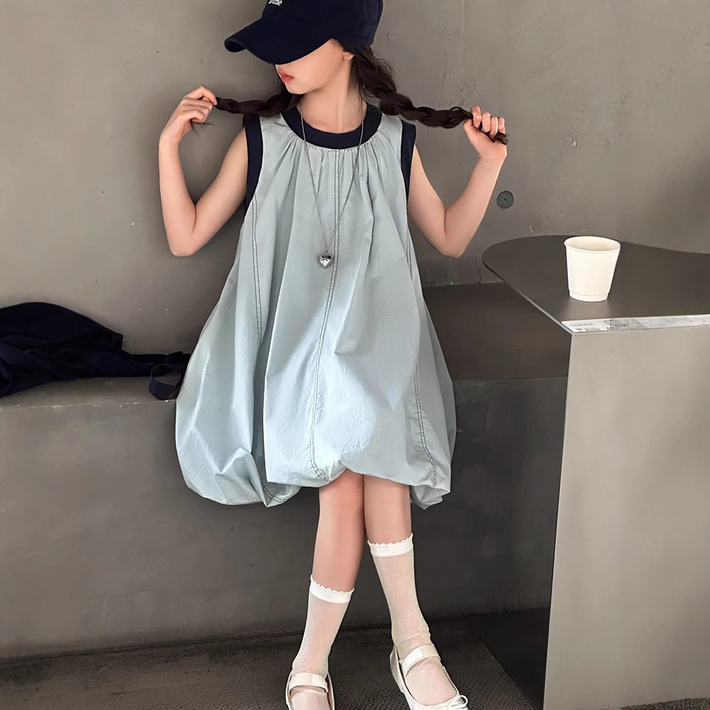 女童夏季裙子无袖薄款连衣裙洋气