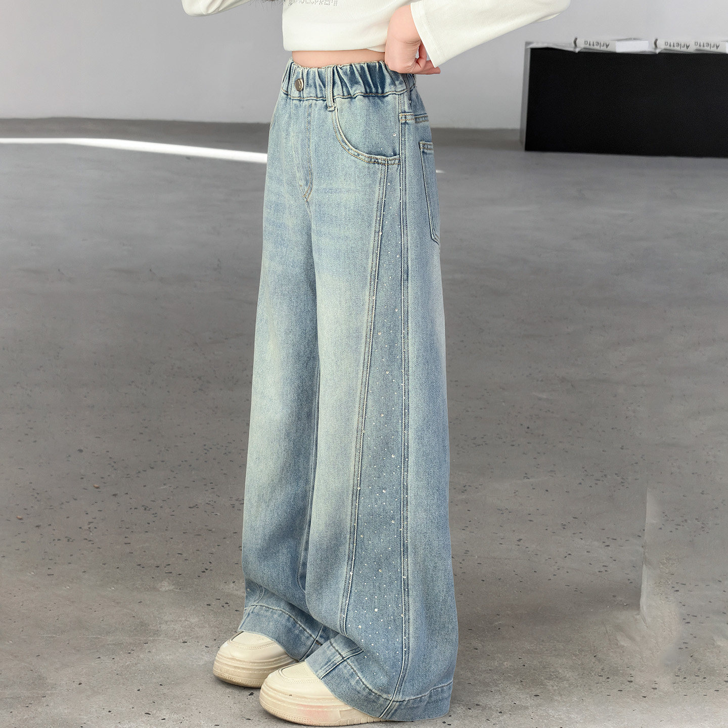 儿童装女童春装裤子直筒长裤2026新款中大童女孩春秋款阔腿牛仔裤,童装/婴儿装/亲子装,裤子,淘宝优惠券,粉丝福利购,淘宝优惠卷