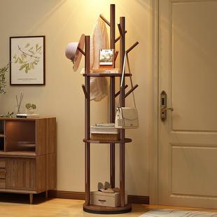 旋转衣帽架落地挂衣架立式衣服置物架子客厅家用卧室轻奢实木挂架