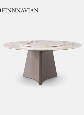 慕兰卡 M°naca 意式极简现代大理石餐桌轻奢别墅转盘圆饭桌鸟巢
