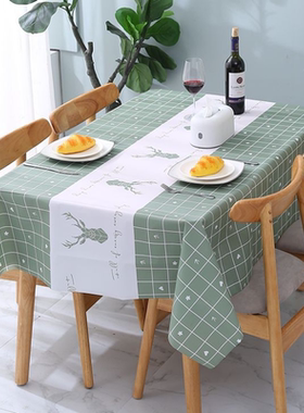免洗长方形桌布学生书桌垫餐桌布茶几台布写字格子