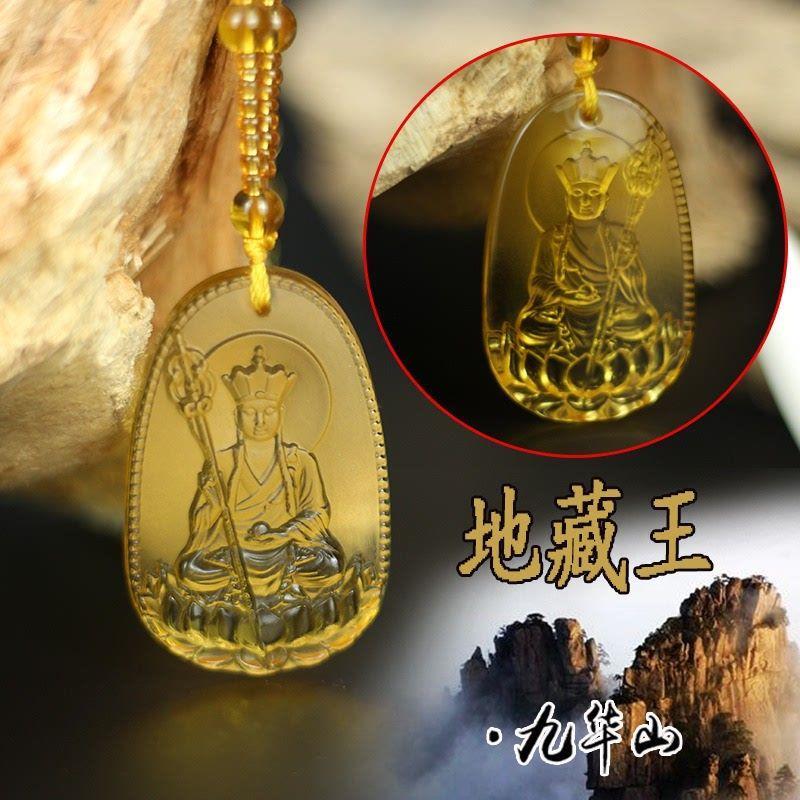 2025蛇年仿黄水晶吊坠饰品项链地藏王菩萨结缘男女项链佛像挂件D1