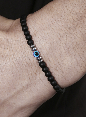 恶魔之眼手链绿孔雀白松土耳其蓝眼睛串珠手串