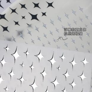 饰D3 烫金银星芒指甲贴纸3D美甲月牙五角星迷你背胶装