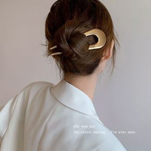 U型发簪女懒人盘发神器后脑勺簪子日韩极简风钗子丸子头发钗头饰