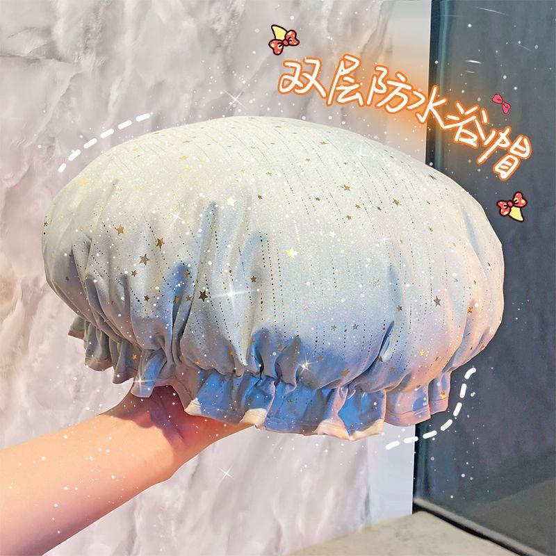 双层浴帽防水洗澡头套家用女夏沐浴帽儿童发套厨房防油烟发膜专D3