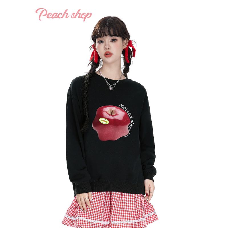 PeachShop简约一颗苹果圆领卫衣