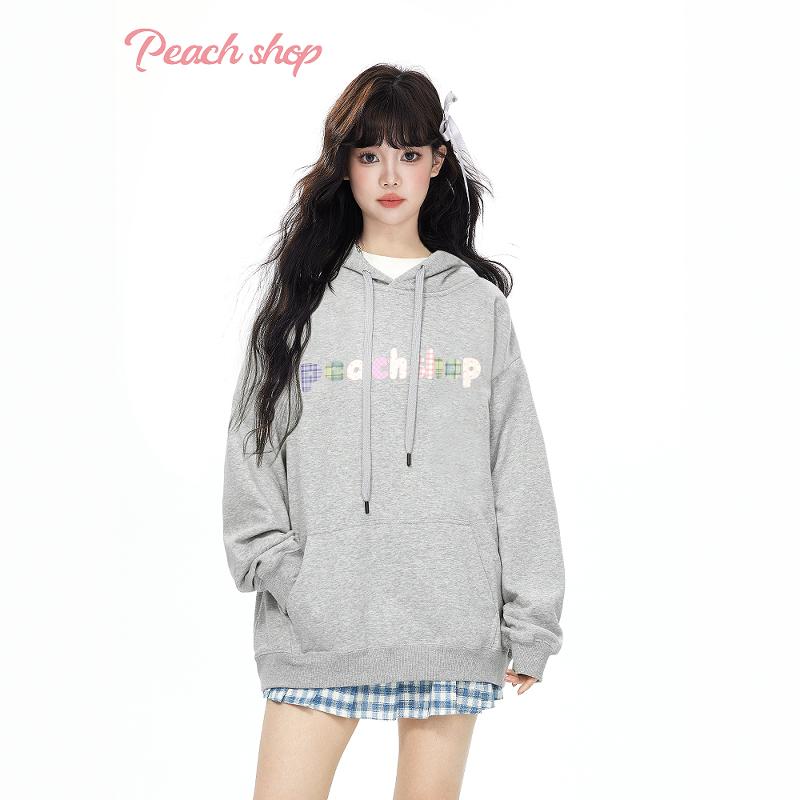 PeachShop原创字母简约连帽卫衣