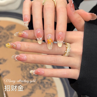 戈莉妃2026新年美甲小财迷甲油胶黑金法式猫眼钻饰美甲显白高级感