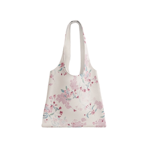 印艺苑x半圆设计师白色慵懒风碎花大容量上班通勤单肩袋帆布包女