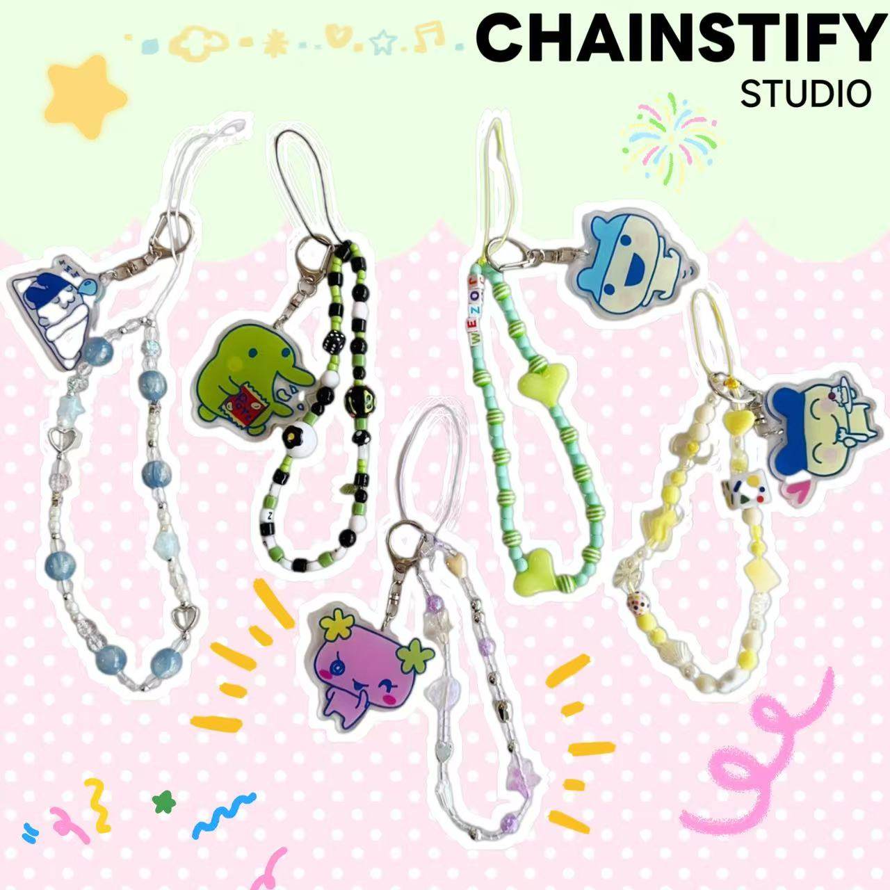 拓麻歌子手机链可爱卡通糖果色串珠挂绳包挂饰吊坠麻美吉创意挂链