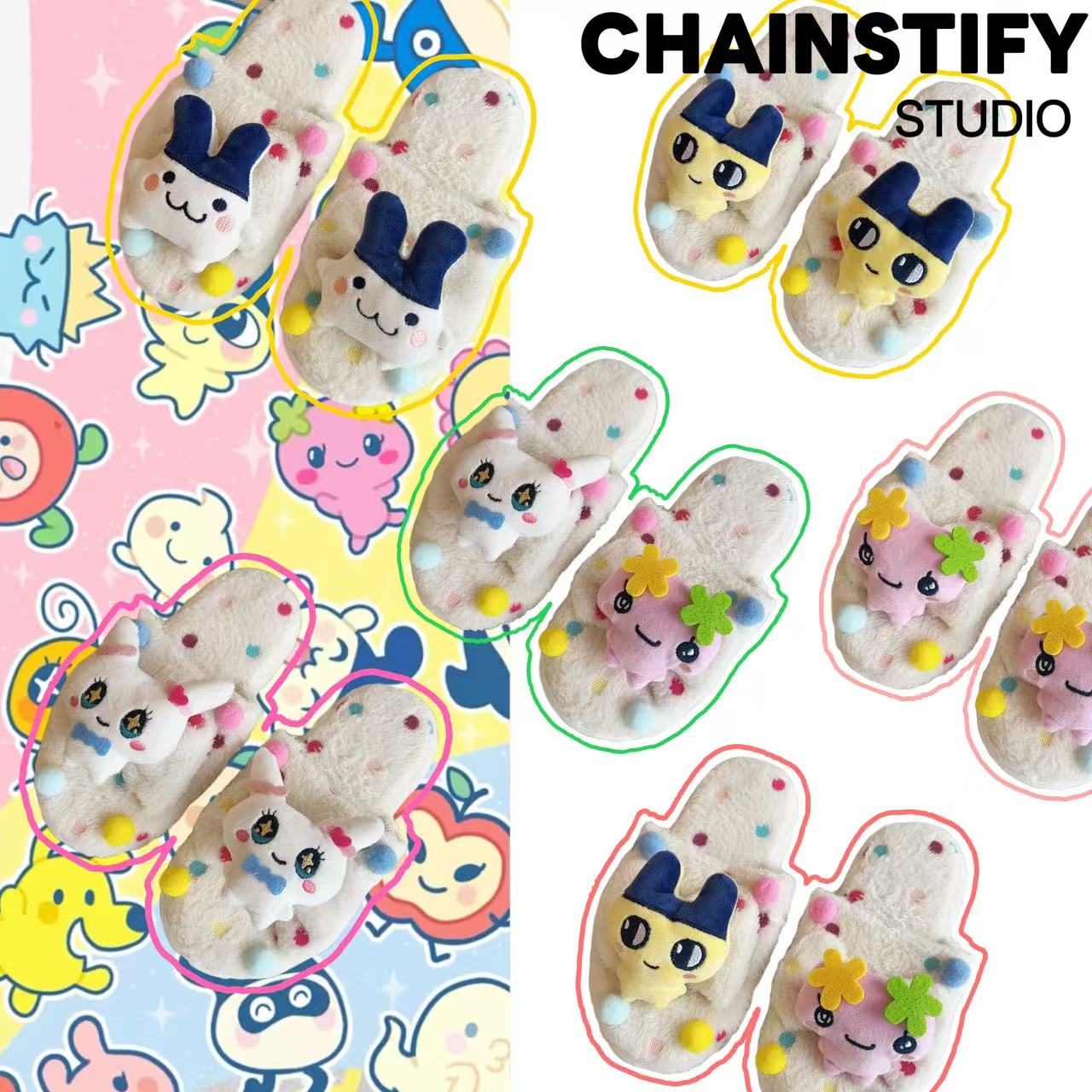 可爱麻美吉冬季保暖毛绒室内拖鞋