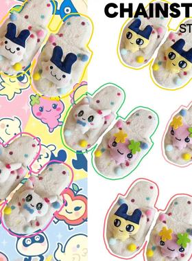 可爱拓麻歌子冬季拖鞋毛毛拖鞋女款学生宿舍居家室内保暖毛绒拖鞋