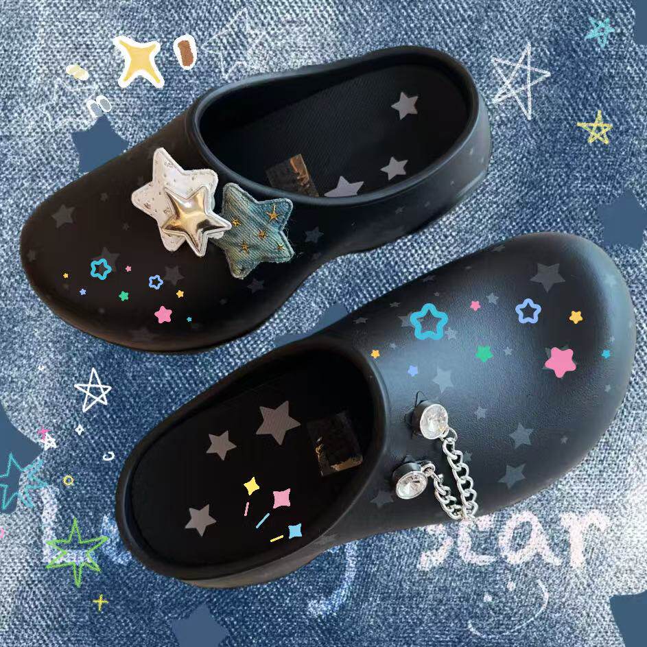 日韩ins风五角星鞋花鞋扣