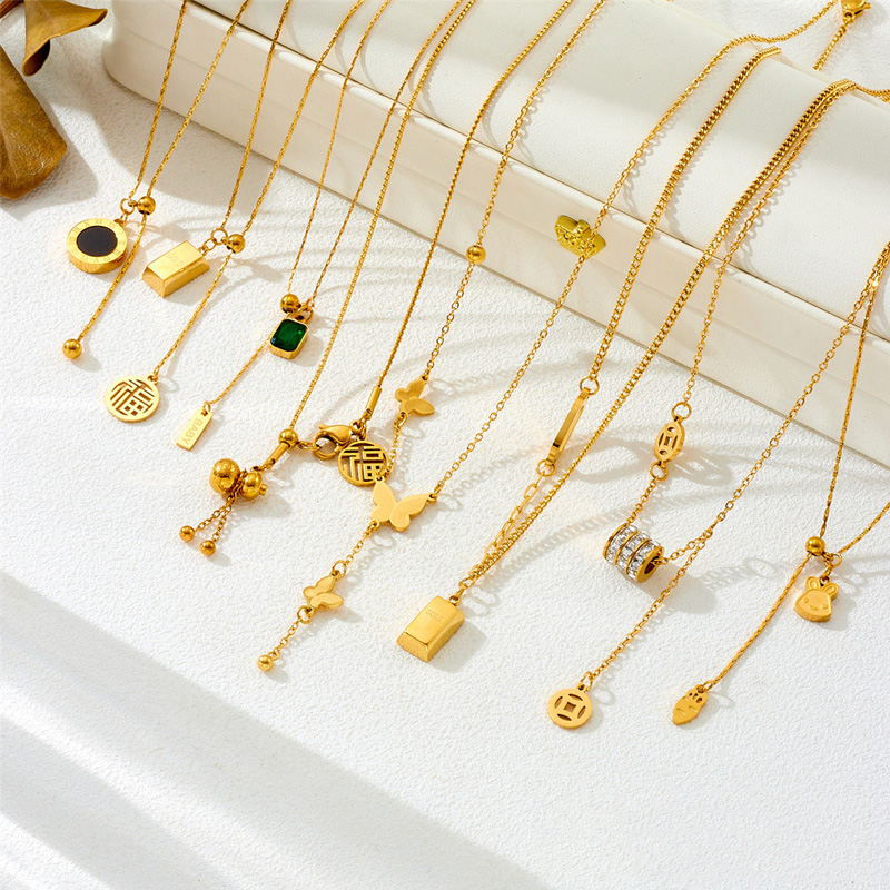 钛钢不褪色电镀18K金项链