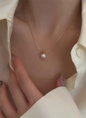 钛钢不褪色短款气质款珍珠项链