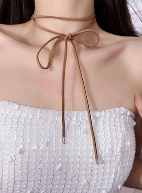 丝绒蝴蝶结项圈颈链性感系带项链