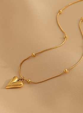 爱心吊坠项链女小众设计感