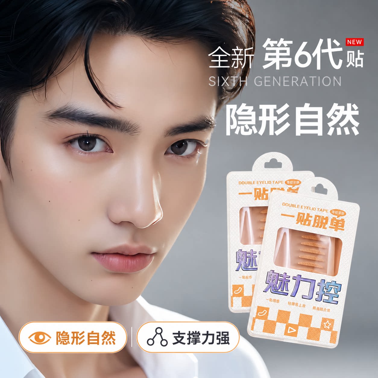双眼皮贴男士专用非永久持久隐形自然无痕支撑力强肿眼泡防下垂